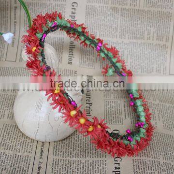 Fashion Flower Headband Artificial Flower Garland 16CM red color decoration