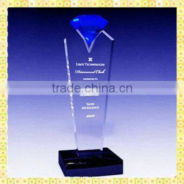 Personalized Wedding Diamond Blue Crystal Trophy For Recommended Wedding Gifts