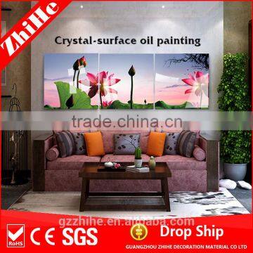 wholesale canvas painting with lotus flower oil painting of home decor for livingroom