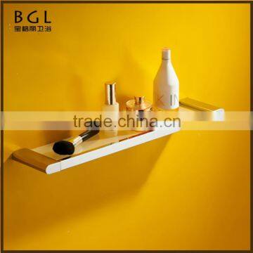 No.85237 Modern Stylish Anti-rust Brass Chrome Finishing Wall Mounted Bathroom Accessories Glass Shelf