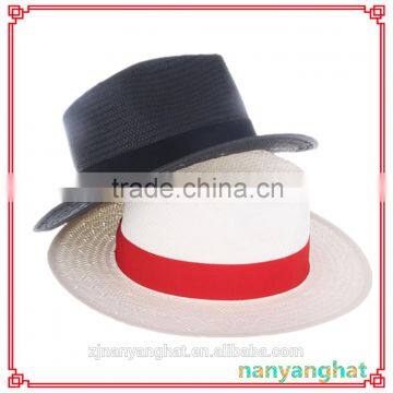paper straw panama hat with bow/flower,skimmer straw hat for wholesale