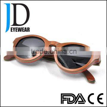 2016 Round Custom Logo Engraved Skateboard Wooden Sunglasses