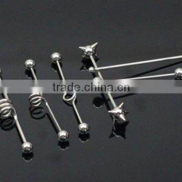 Fashion ear rings twist piercing in 316l stainless steel industrial barbell