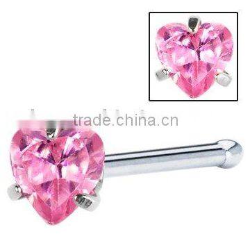 crystal heart zircon nose bone nose rings body piercing jewelry