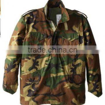 China made USA army 50% cotton 50% nylon army woodland camouflage with cotton plain lining M65 Military jacket