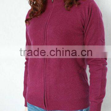 Women Fashion pure cashmere zipped cardigan