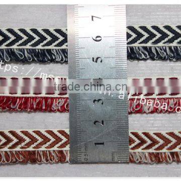 Good Price 1.6cm Width Yarn Dyed Polyester Weave With Fringe Wholesale photo-6