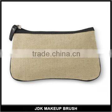 Natural Fiber Travel Cosmetic Bag with Zipper Closure and Washable Makeup Pouch