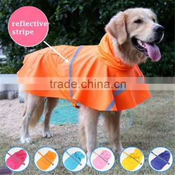 High quality large size dog raincoat with reflective strips for large dogs