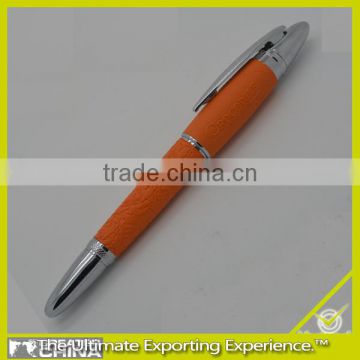 promotional metal leather pen, gift rubber pen, embossed gift logo pen