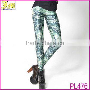 Pei Le Company Manufacture 2014 New Item Sell Women Sexy Money Print Leggings Hot