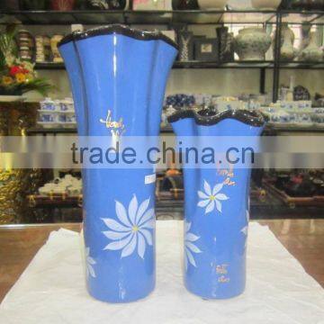 Set 2 items blue ceramic-porcelain vase with cheapest price from Vietnam