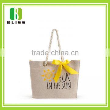 Fashion Mul-function fancy design embroidery jute bag