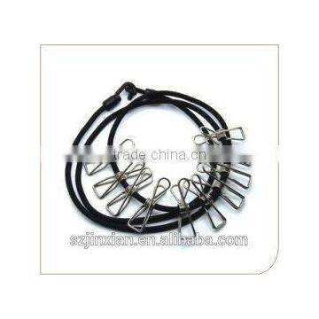 Hot sale Black Elastic String With Clips for cloth