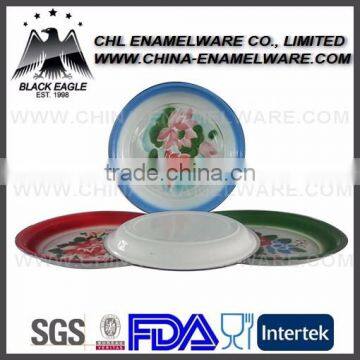 Flower decal wholesale enamel round tray