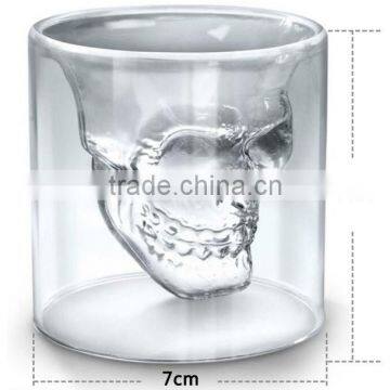 Skull Heat Resistant Glass Coffee Cup Personalized Skull Heads Hand Blown Double Wall Glass Cup photo-5