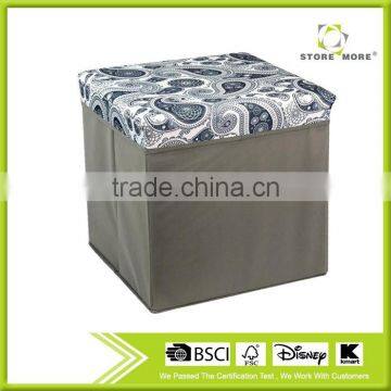 Fabric Folding Black Small Size Storage Ottoman photo-2