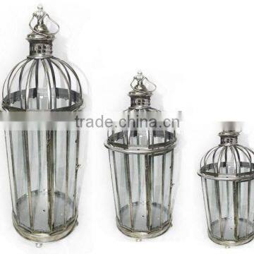 Vintage Metal Candle Lantern Distressed Garden Lantern Set of 3