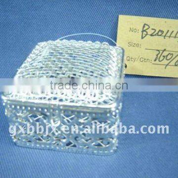 Square silver wire christmas small cake boxes