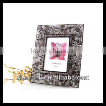 Modern Art Decor Black With Silver Antique Ornate Glass Mosaic Photo Frame Hang for Room photo-2