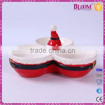 High Quality Red Christmas Ceramic Candy Dish photo-2