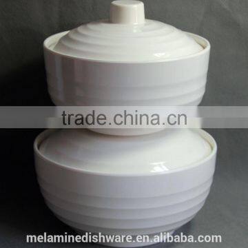 2016 New Design Wave Design Tableware Round White Solid Color Melamine Soup Tureen photo-3