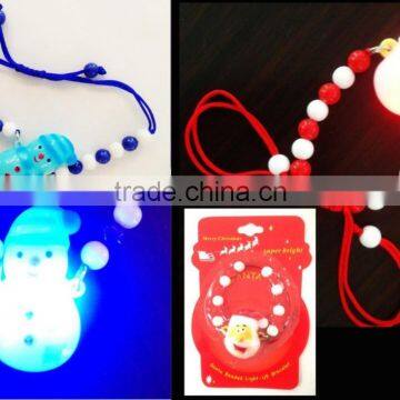 Children Luminous LED Christmas Bracelets Glow In The Dark Cartoon Xmas Toys Flashing Santa Claus Wristbands