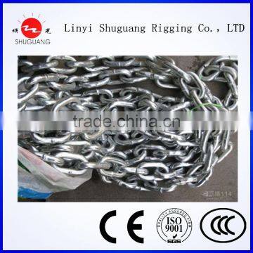 GAVANIZED OR SELF COLOR HOT SALE ASTM90 STANDARD LINK CHAIN SHUGUANG MADE IN CHINA