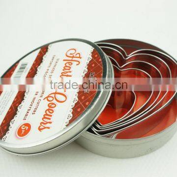 47097 5pcs Heart Shape Stainless Steel Cookie Cutter Set