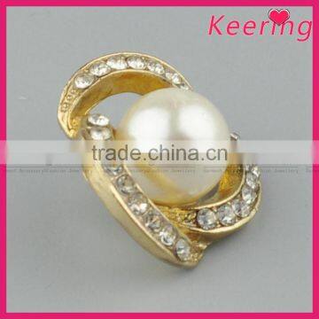 Decorative Fashionable Alloy Gold Rhinestone Pearl Button WBK-1487 photo-2