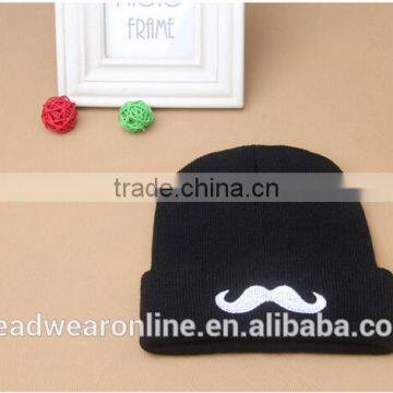 Custom Fashion High Quality Moustache Embroidey Knitted Hats And Beanie Hats photo-3