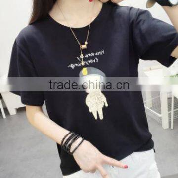 2016 New Fashion Style Summer Girl Student Popular Korean Star Commics Potrait Print Short Sleeve T- Shirt photo-2