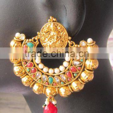 Dangler Gold Tone Dangler POLKI EARRINGS photo-3