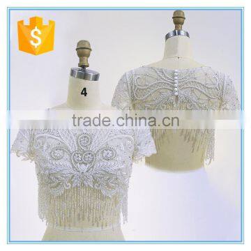 Lady short elegant style wedding embroidery beading top