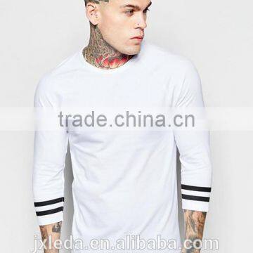 New customize summer white varsity sleeve 3/4 sleeve muscle t-shirt men