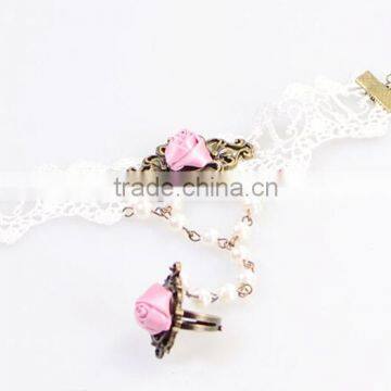 Fashion Girls Style Jewelry Sets White Lace Rose Set Jewelry Wholesale photo-3