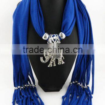 Antique Silver Elephant Pendants Jewelry Scarves Personalized Custom Long Scarves for Young Lady