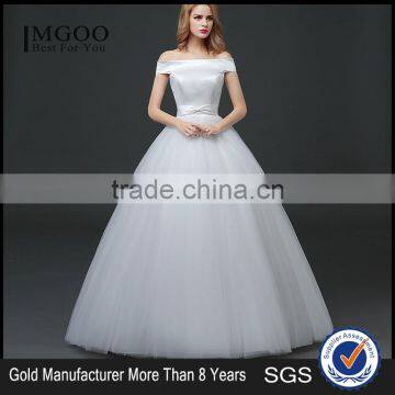 MGOO Customised Ball Gown White Plain Satin Bridal Dress Sleeveless Elegant Simple Dress For Wedding Formal Dress