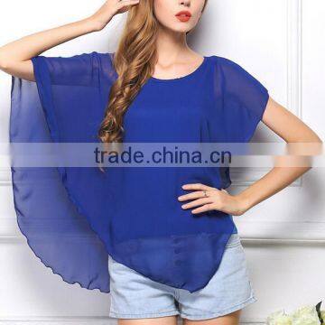 2017 summer batwing loosed sleeve ladies chiffon top