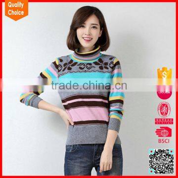 HOT selling knitting women turtleneck christmas jacquard sweater