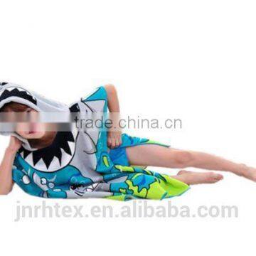 Cute Blue Beach Pool Microfiber Hooded Poncho Towel for Boys photo-3