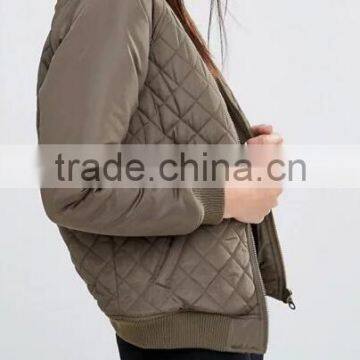 Runwaylover EY0999C Wholesale Winter Women Casual Padded Jersey Cotton Quilted Bomber Jacket photo-2