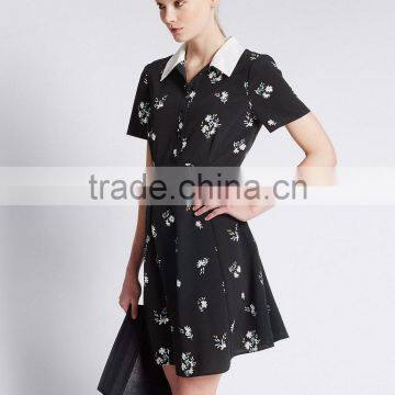 Floral Fit & Flare Dress Black 2016