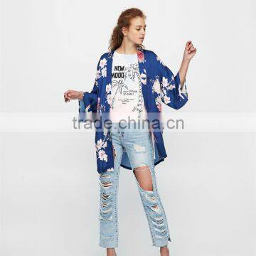 VARIOUS COLORS Floral Print Ladies Elegant Long Sleeve Kimono photo-4