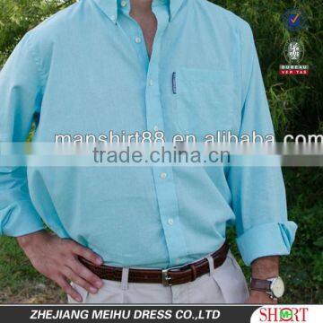 2016 New Men's Cotton Linen Long Sleeve Button Down Shirring Barrel Cuff Pocket Dress Shirt photo-2