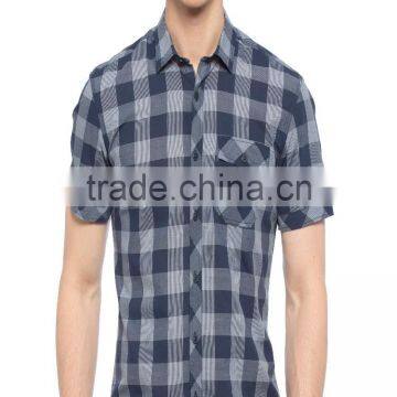 Indigo Short Sleeve Buttonless check Shirt