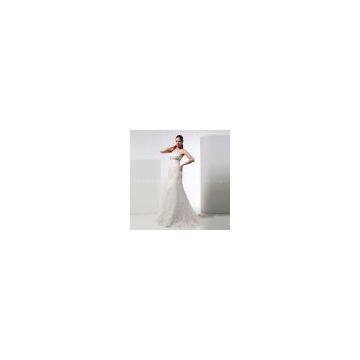 DA8065-1 Bridal Gown with Lace Applique and Beading Chapel Train