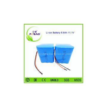 500 cycle times 12v 6600mah 3s3p battery pack for pump