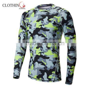 China Men's Long Sleeve Skin Tight Sublimated Camo Compression T- Shirt