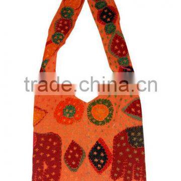 Hand Embroidered Vibrant Orange College Bag